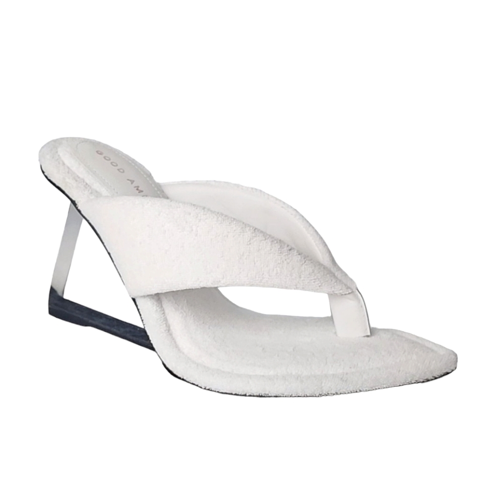 Good American Clear Wedge Sandals White Terry  Womens size 8.5